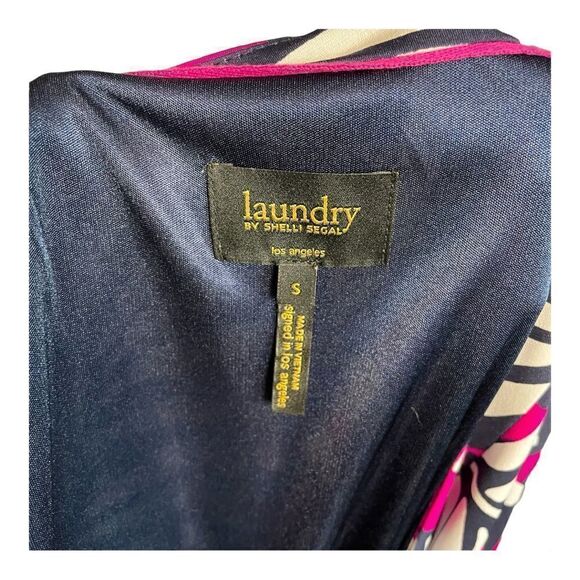 LAUNDRY Shelli Segal Wrap Dress Pink Navy White Floral Sleeveless Stretch 2 - Picture 6 of 6